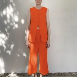 Zara two piece set - vintage inspired textured pants and vest top